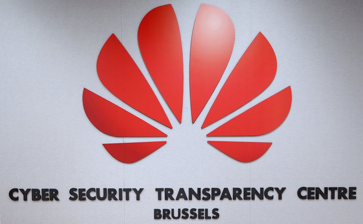Á skrifstofu kínverska tæknirisans Huawei í Brussel.