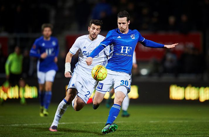 Hallgrímur í leik með Lyngby.