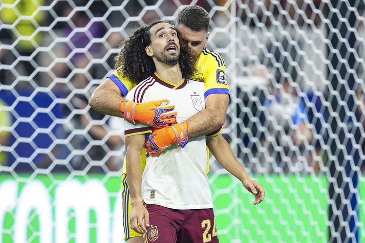 Marc Cucurella hefur staðið sig frábærlega fyrir spænska landsliðið á HM og er í miklu uppáhaldi hjá liðsfélögum.