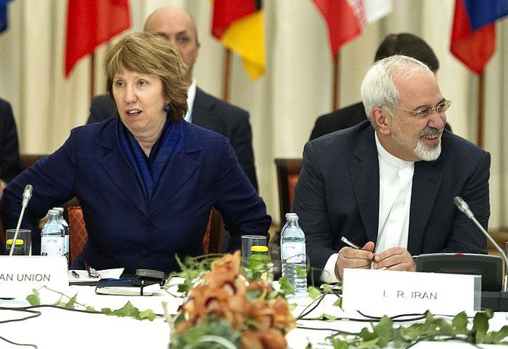 Catherine Ashton og Mohammad Javad Zarif Fulltrúar Evrópusambandsins og Írans á samningafundi í Vínarborg á mánudag.
