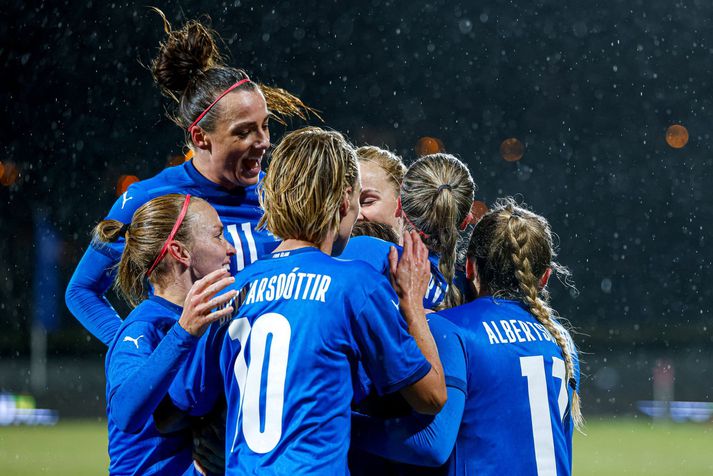 Íslenska liðið fagnaði frábærum sigri gegn Tékklandi á föstudagskvöld, 4-0.