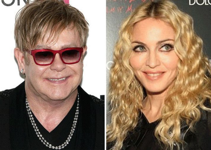 Elton og Madonna hittust á veitingastað í Frakklandi. Hann sendi henni sáttaskilaboð og borgaði síðan reikninginn fyrir hana.