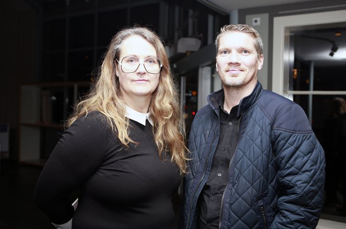 Halla Helgadóttir, framkvæmdastjóri Hönnunarmiðstöðvar, og Egill Örn Jóhannsson, framkvæmdastjóri Forlagsins.