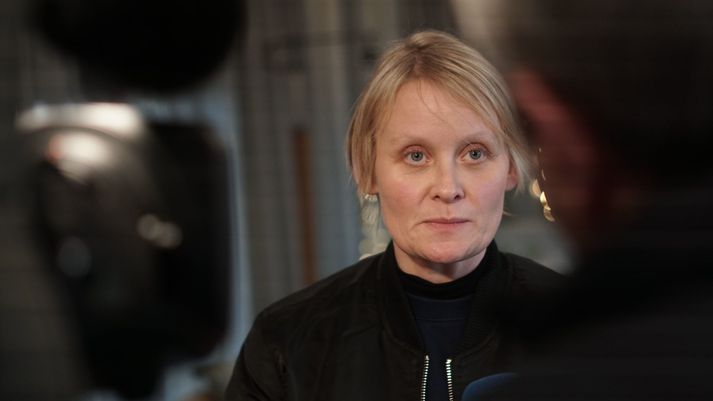 Sólveig Anna Jónsdóttir, formaður Eflingar, fór fyrir samninganefnd Eflingar á fundinum í dag.