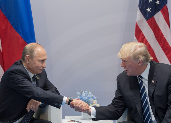 Vladimir Putin og Donald Trump á formlegum fundi sínum á ráðstefnu G20-ríkja.
