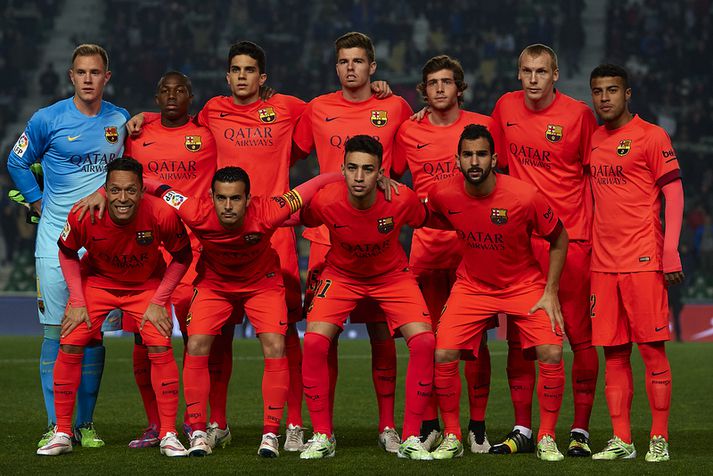 Pedro Rodríguez var með fyrirliðabandið hjá Barcelona í kvöld.