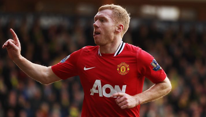 Paul Scholes í leik með Manchester United.