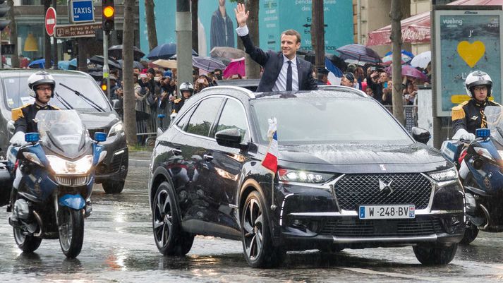 Citroën DS7 bíll Emmanuel Macron við embættistökuna.