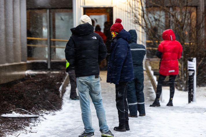 Frá sýnatökustað heilsugæslunnar á höfuðborgarsvæðinu við Suðurlandsbraut.