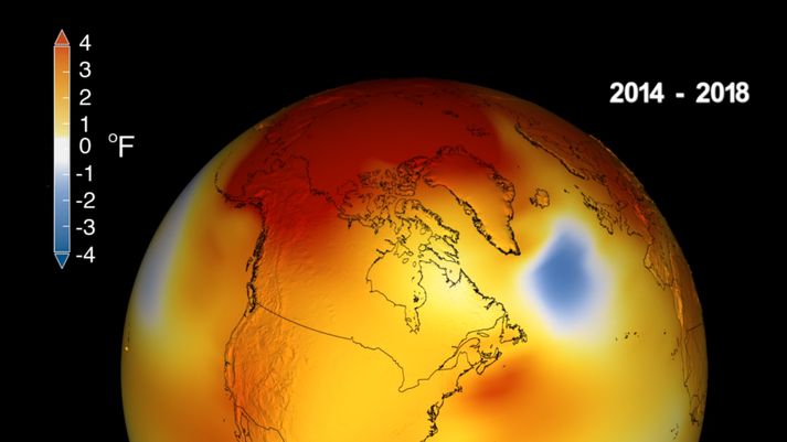 Aðeins árin 2015, 2016 og 2017 voru hlýrri en árið í fyrra samkvæmt mælingum NASA og NOAA.