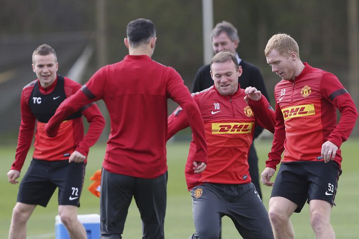 Paul Scholes á æfingu hjá United.