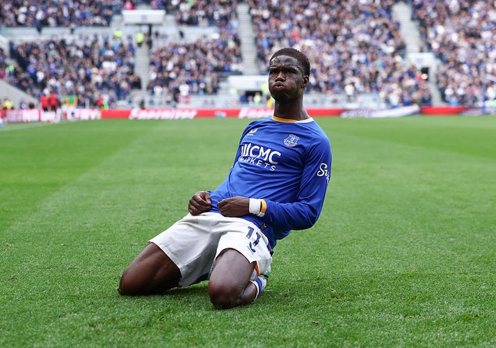 Thierno Barry skoraði sigurmark Everton í dag og gerði raunar tvö mörk en það seinna var dæmt af.