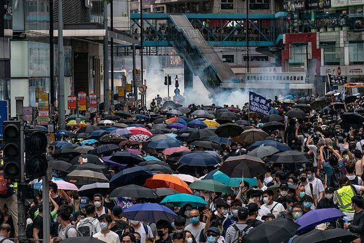 Frá mótmælum í Hong Kong.