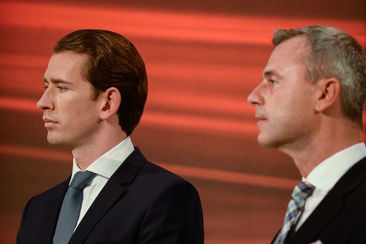 Sebastian Kurz og Norbert Hofer í kappræðum.