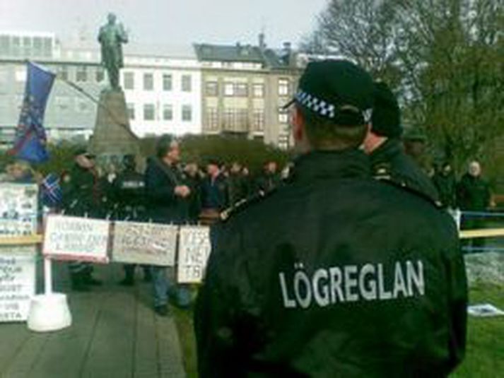 Frá Austurvelli fyrr í dag.