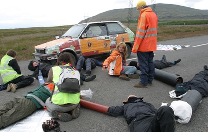 Frá fyrri mótmælum Saving Iceland.