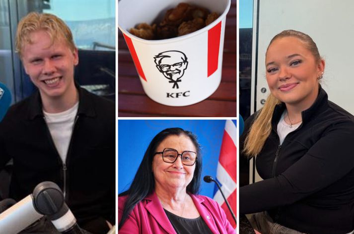 Breki og Katrín segja Ingu ekki hafa verið heima en maðurinn hennar tók við fötunni. 