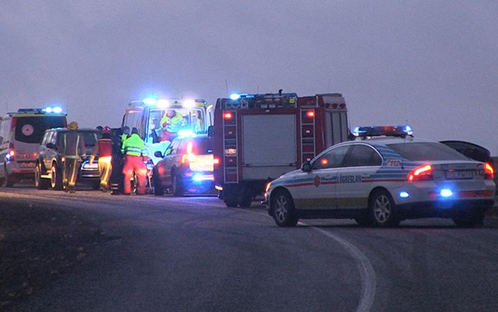 Frá vettvangi slyssins í gær.