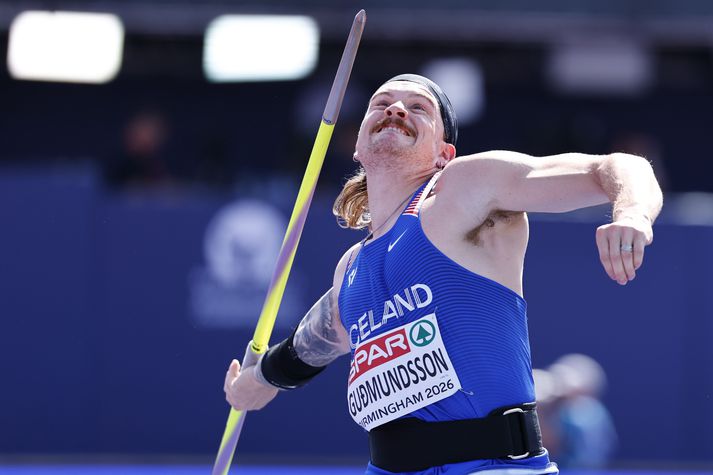 Sindri Hrafn Guðmundsson hefði viljað gera betur í kvöld en er engu að síður í hópi tíu bestu spjótkasta Evrópu.