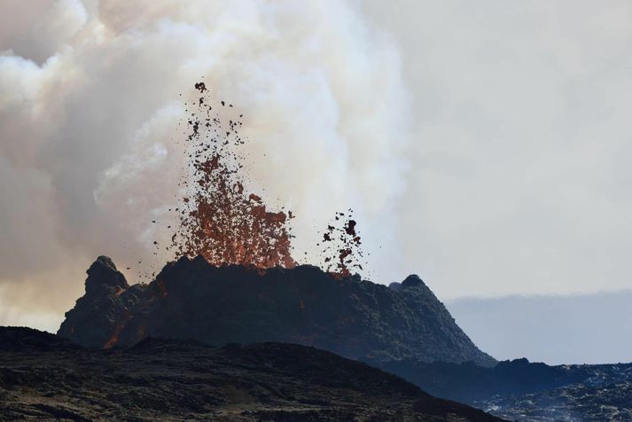 Mikil gasmengun hefur verið frá gosinu í gær og í dag. Útlit er fyrir að svo verði áfram næstu daga