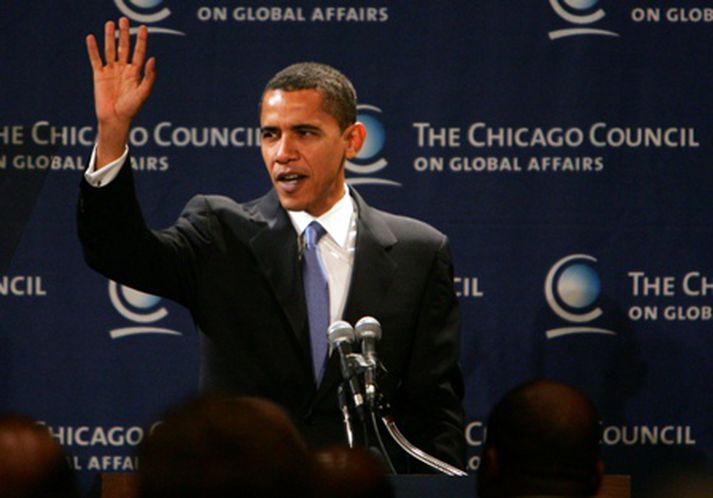 Barack Obama var í heimaborg sinni, Chicago, í dag þar sem hann kynnti áherslur sínar í utanríkismálum.