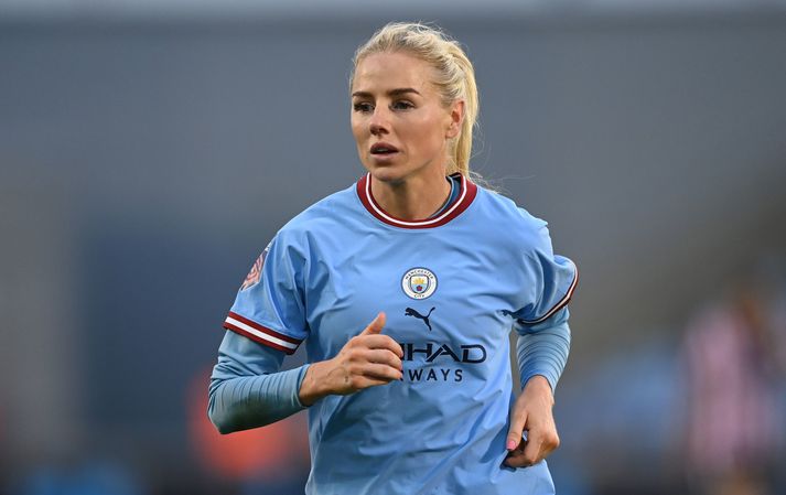 Alex Greenwood sést hér í leik með Manchester City liðinu.