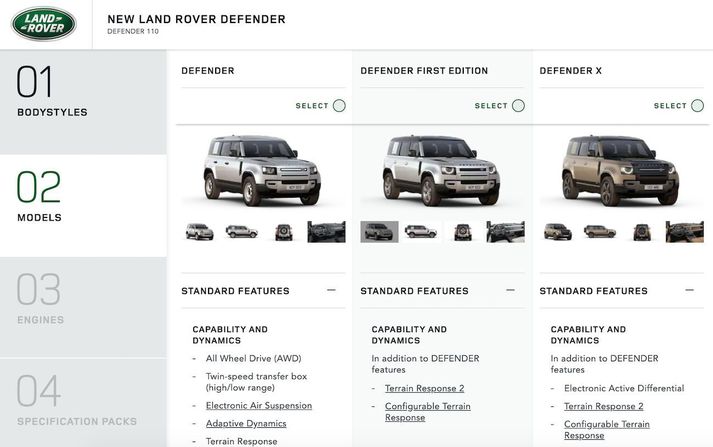 Land Rover configurator.