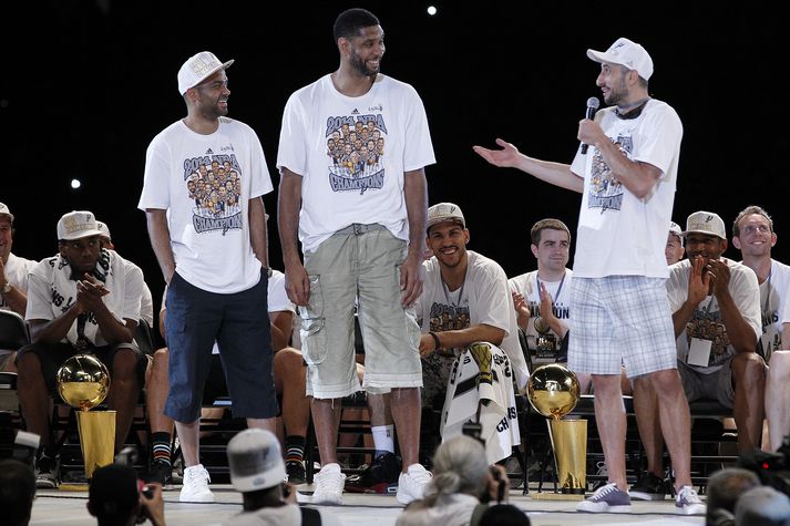 Þrír góðir, Tony Parker, Tim Duncan og Manu Ginobili.