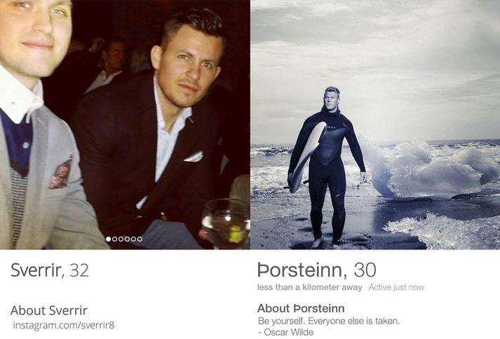 Tinder prófílar vinanna Sverris og Þorsteins