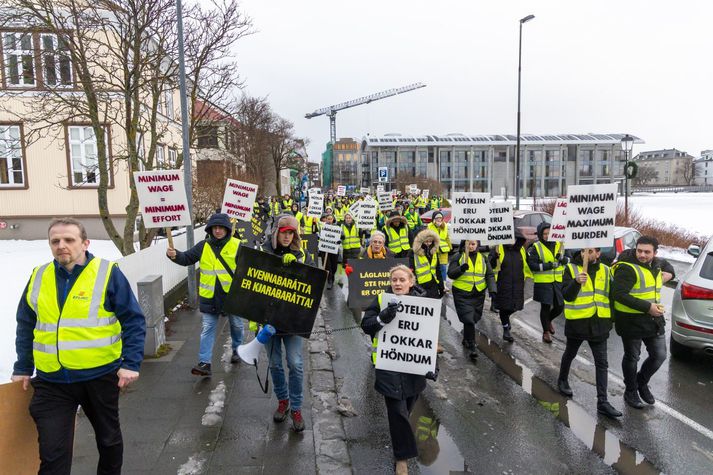Frá mótmælum Eflingarfólks fyrr í mánuðinum.