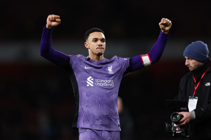 Trent Alexander-Arnold lék vel þegar Liverpool sló Arsenal út úr ensku bikarkeppninni í gær.