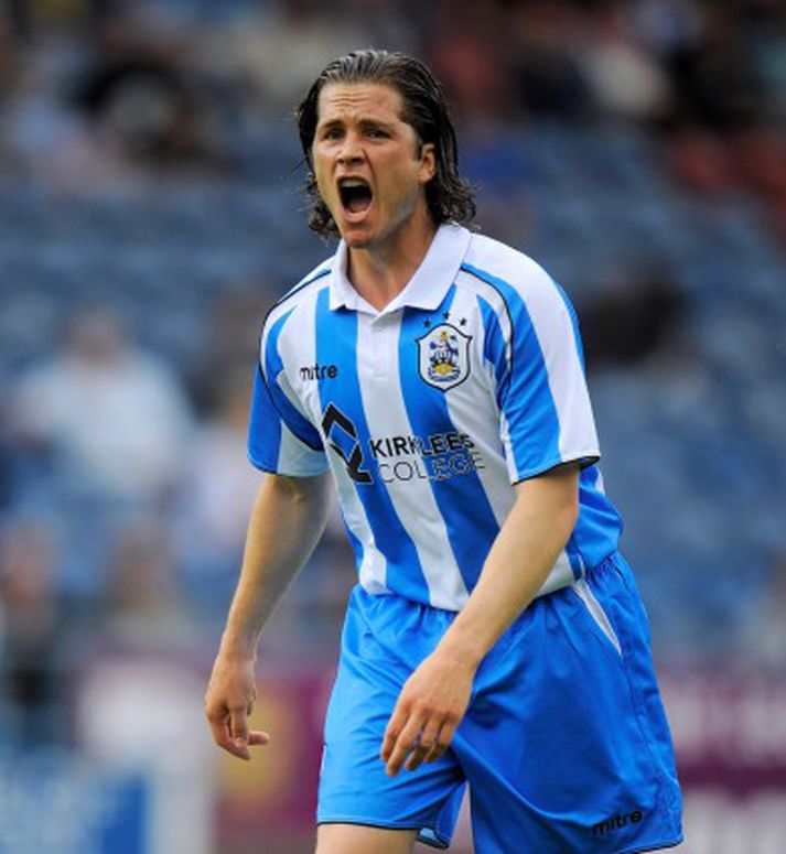 Jóhannes Karl í búningi Huddersfield.