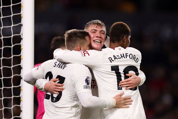 Marcus Rashford og Luke Shaw áttu heiðurinn að undirbúningi marksins sem að Rasmus Höjlund skoraði.