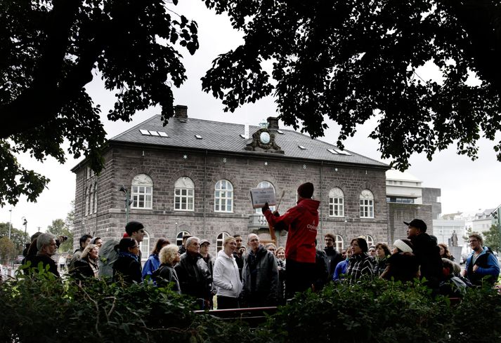 Austurvöllur í gær
