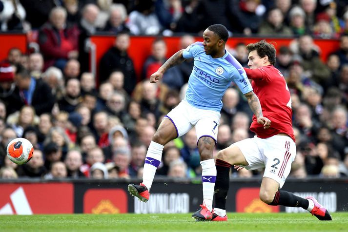 Raheem Sterling í leik með Manchester City á móti Manchester United á Old Trafford.