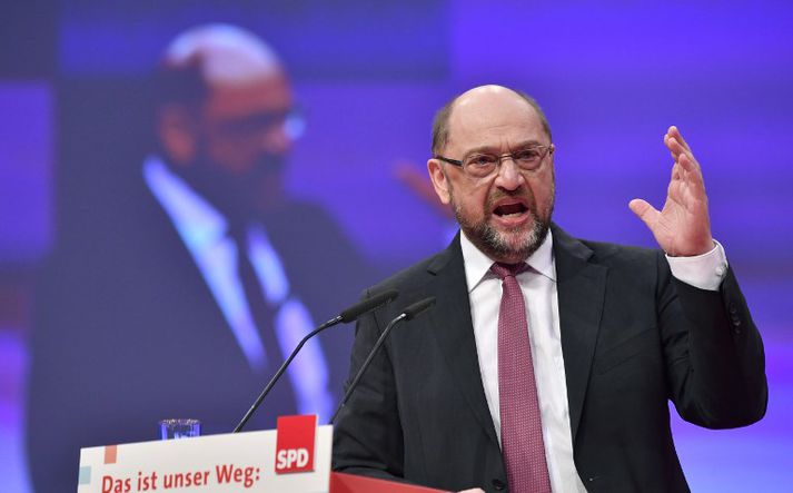 Martin Schulz sagði í ræðu sinni að Evrópa myndi ekki þola fjögur ár til viðbótar af þýskri Evrópustefnu "a la Schäuble“.