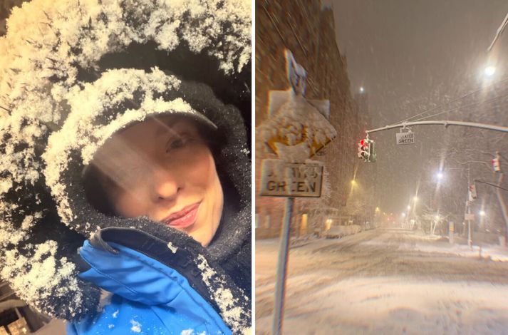 Áslaug Arna nýtti tækifærið og skellti sér í göngutúr í gærkvöldi. 