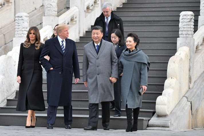 Trump, Jinping og eiginkonur þeirra í Forboðnu borginni.