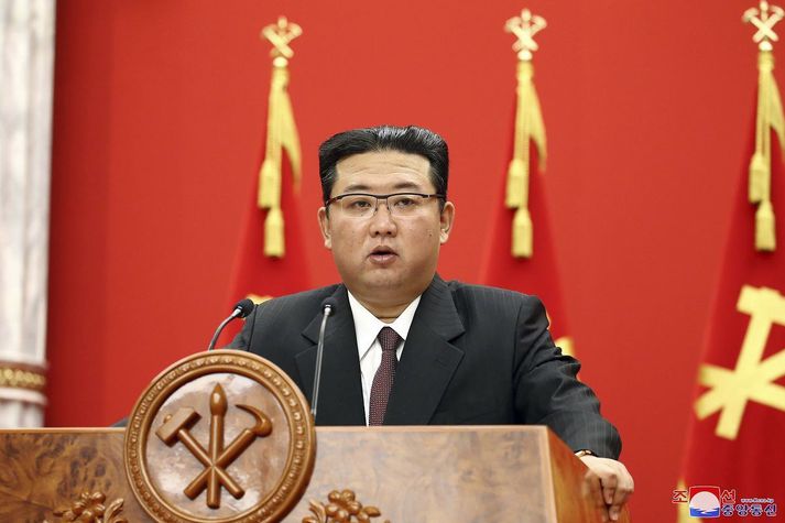 Kim Jong Un einræðisherra Norður-Kóreu.