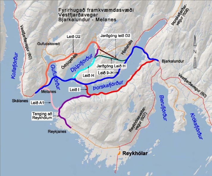 Ný veglína um Teigsskóg er merkt leið Þ-H.