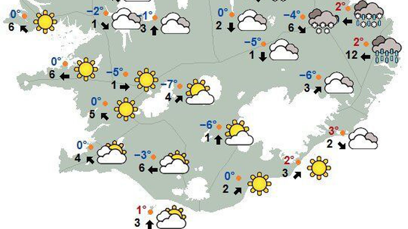 Þung­búið fyrir norð­austan en heið­skírt víða annars staðar