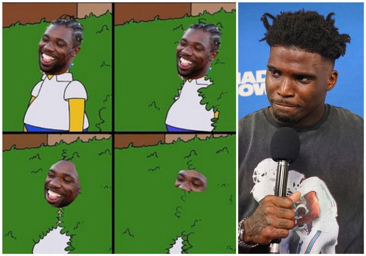 Tyreek Hill birti þessa mynd af Noah Lyles eftir að sá síðarnefndi hætti við spretthlaup þeirra félaga.
