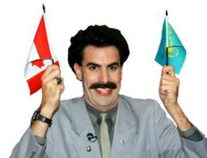 Myndin er tekin þegar Borat mætti á frumsýningu kvikmyndar sinnar í Kanada á síðasta ári.