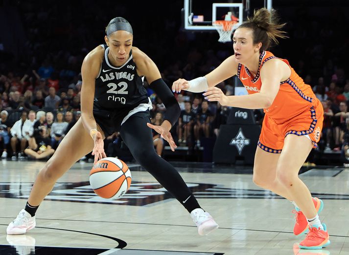 A'ja Wilson í leiknum sögulega gegn Connecticut Sun.