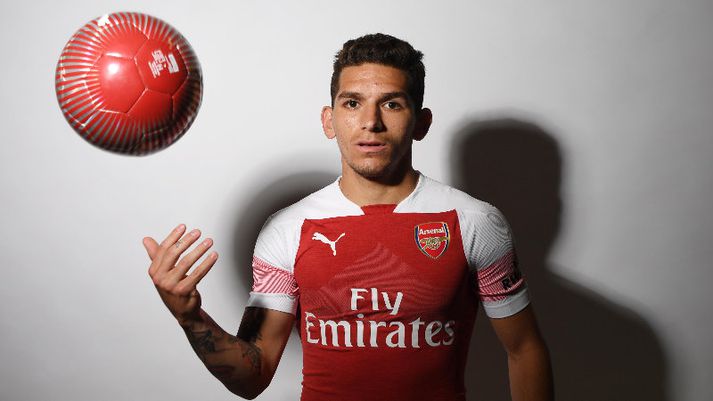 Lucas Torreira í búningi Arsenal.