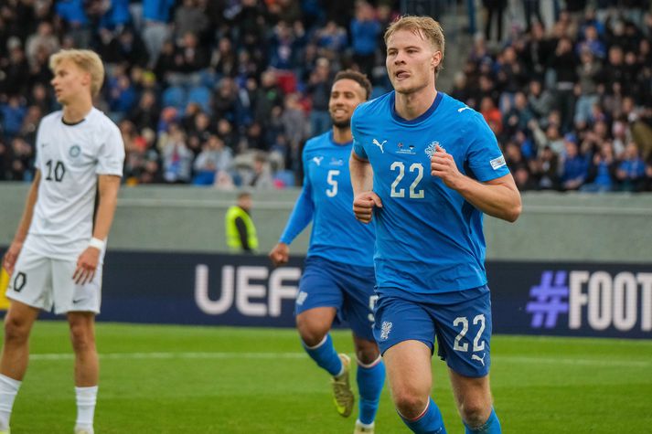 Andri Lucas Guðjohnsen skoraði eina mark Íslands í leiknum.