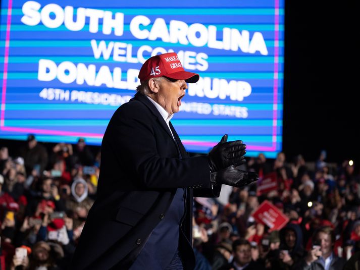 Trump er á fullu í kosningaherferð og var í Suður-Karólínu á dögunum.