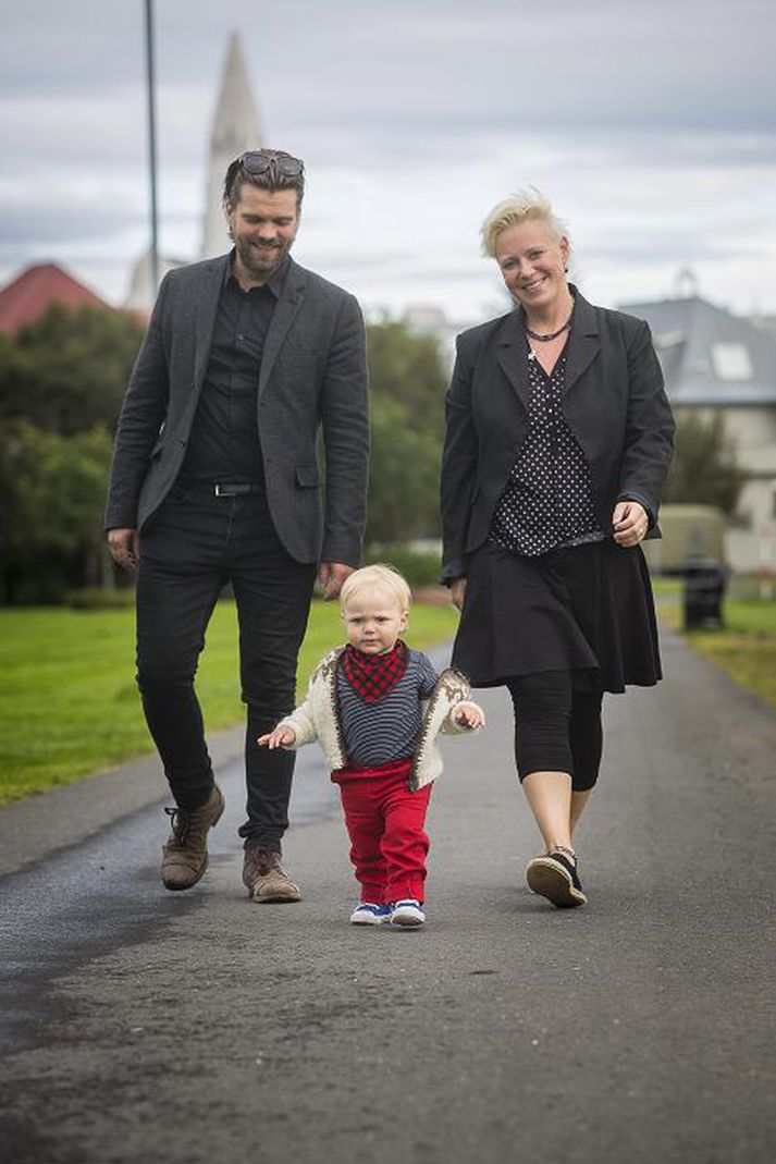 Sigga, Hilmar og Kári Valur. Það leynir sér ekki hver það sem er sem ræður í þessari fjölskyldu.