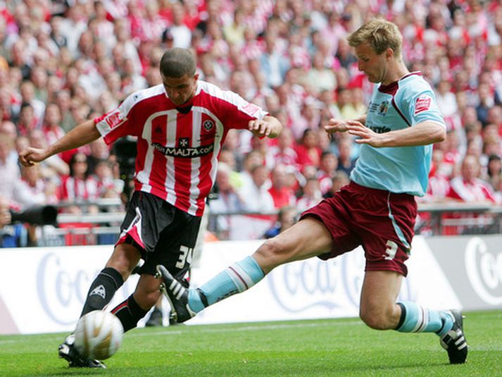 Kyle Walker í leik með Sheffield United á móti Burnley á Wembley í vor.