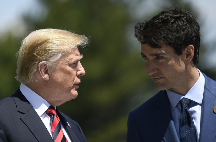 Donald Trump, Bandaríkjaforseti, og Justin Trudeau, forsætisráðherra Kanada, en ríkin eiga aðild að samningnum auk Mexíkó.